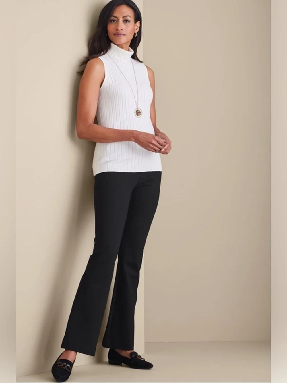 Soft Surroundings Ponte Bootcut Pants- Black
